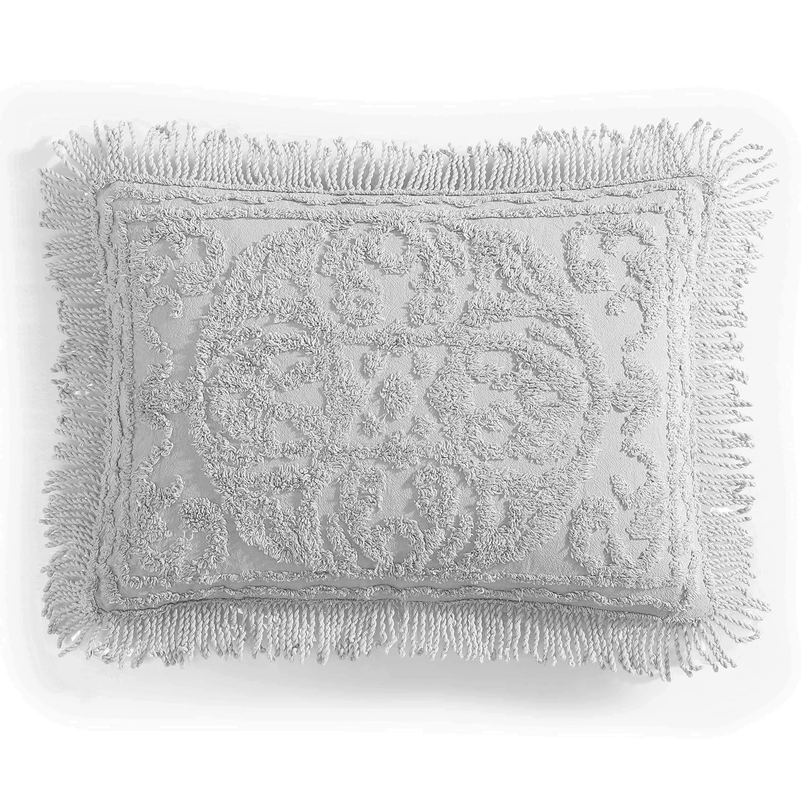Beatrice Home Fashions Medallion Chenille, King Sham, Gray