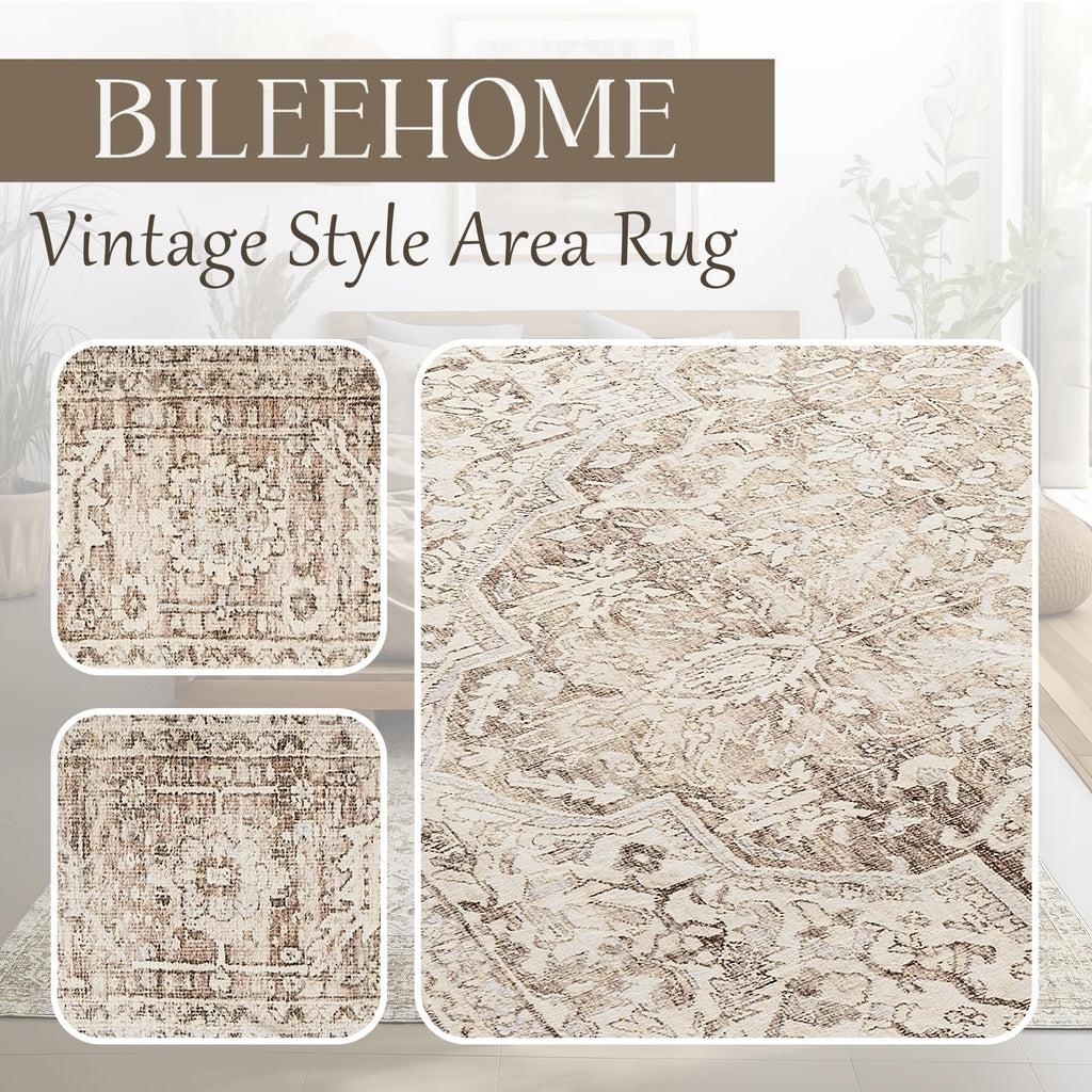 Bileehome Boho Kitchen Rug Washable,2X3 Non Slip Farmhouse Neutral Small Area Rug For Bathroom Bedroom Indoor Entrway Ultra Thin