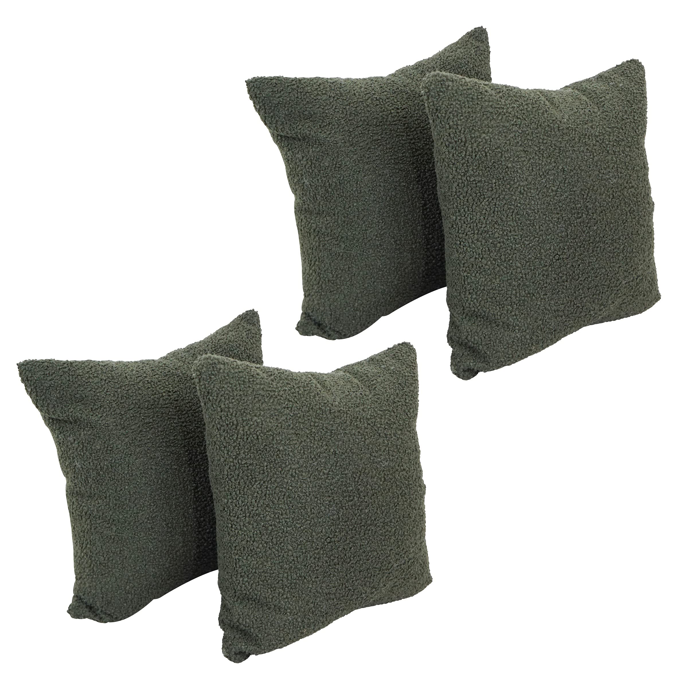 Blazing Needles Square Faux Fur Throw Pillows, 17&quot;, Turell Army 4 Count