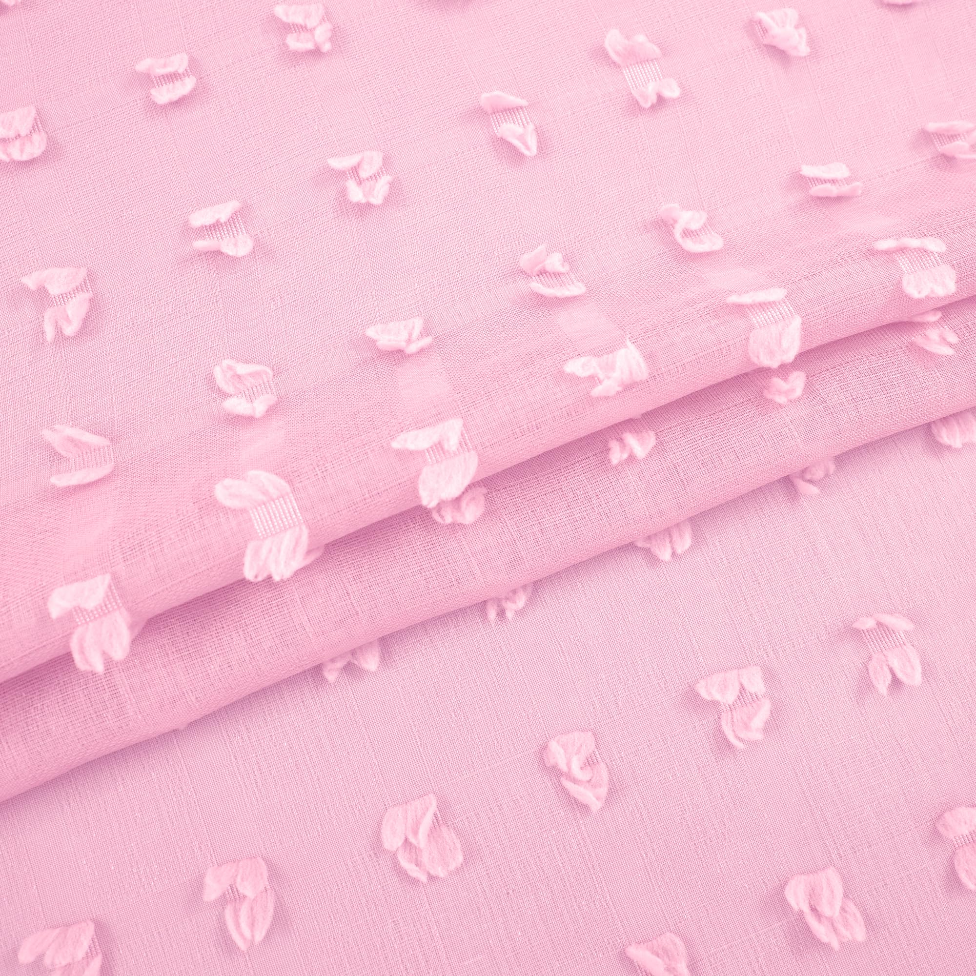 Koufall Pink Back Tab Rod Pocket Pom Pom Sheer Curtains,8 Ft 52X96 Length