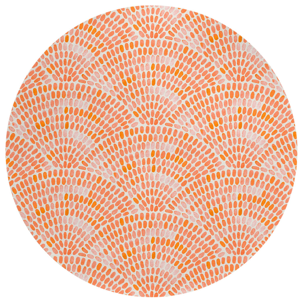 Addison Rugs Surfside ASR37 Peach 8' x 8' Indoor Outdoor Round Rug, Easy Clean, Machine Washable, Non Shedding, Bedroom, Living 