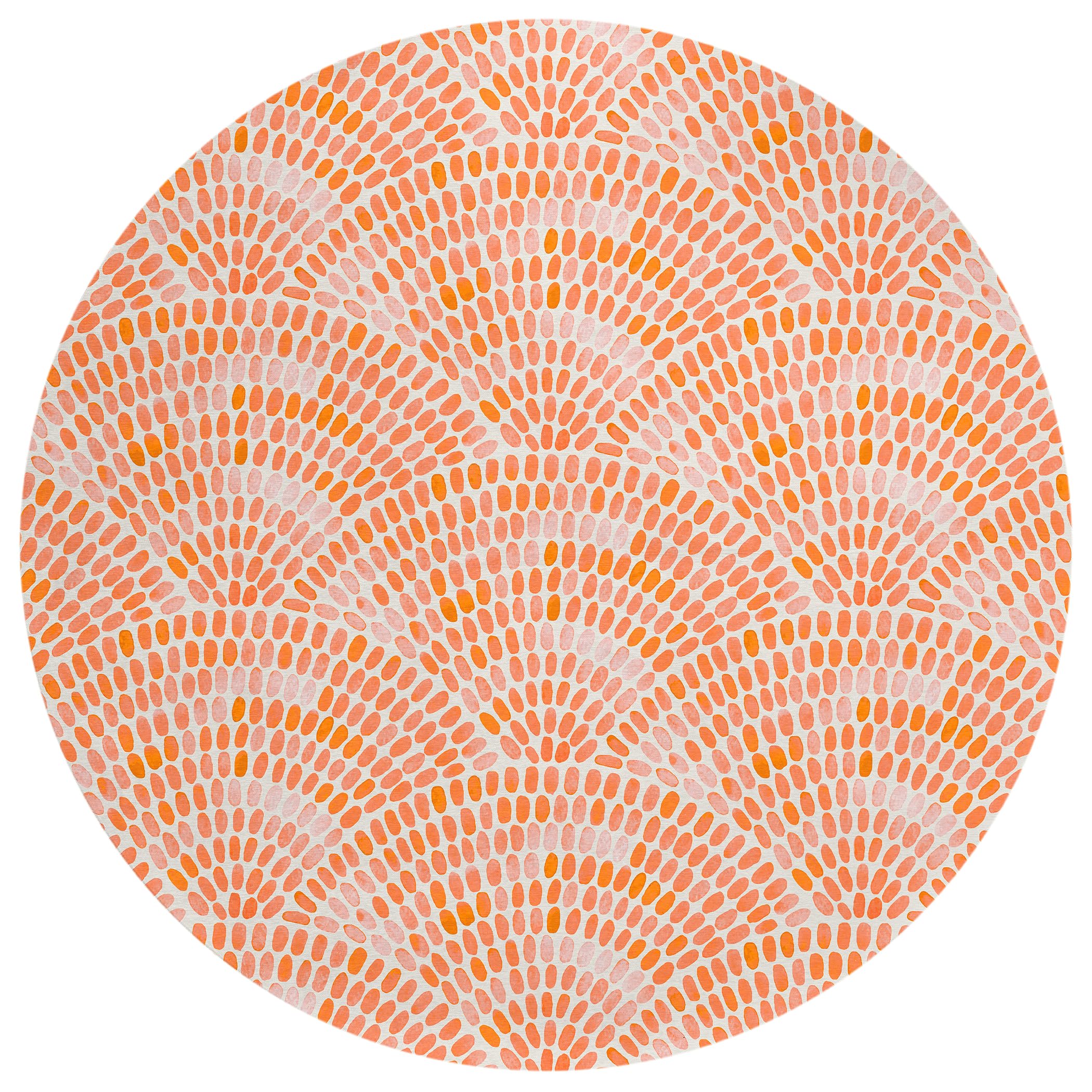 Addison Rugs Surfside ASR37 Peach 8' x 8' Indoor Outdoor Round Rug, Easy Clean, Machine Washable, Non Shedding, Bedroom, Living 