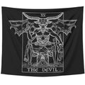 The Devil Tarot Card Tapestry (Black & White) - Baphomet - Gothic Satanic Witch Halloween Home Decor Wall Hanging (59  x 51 )