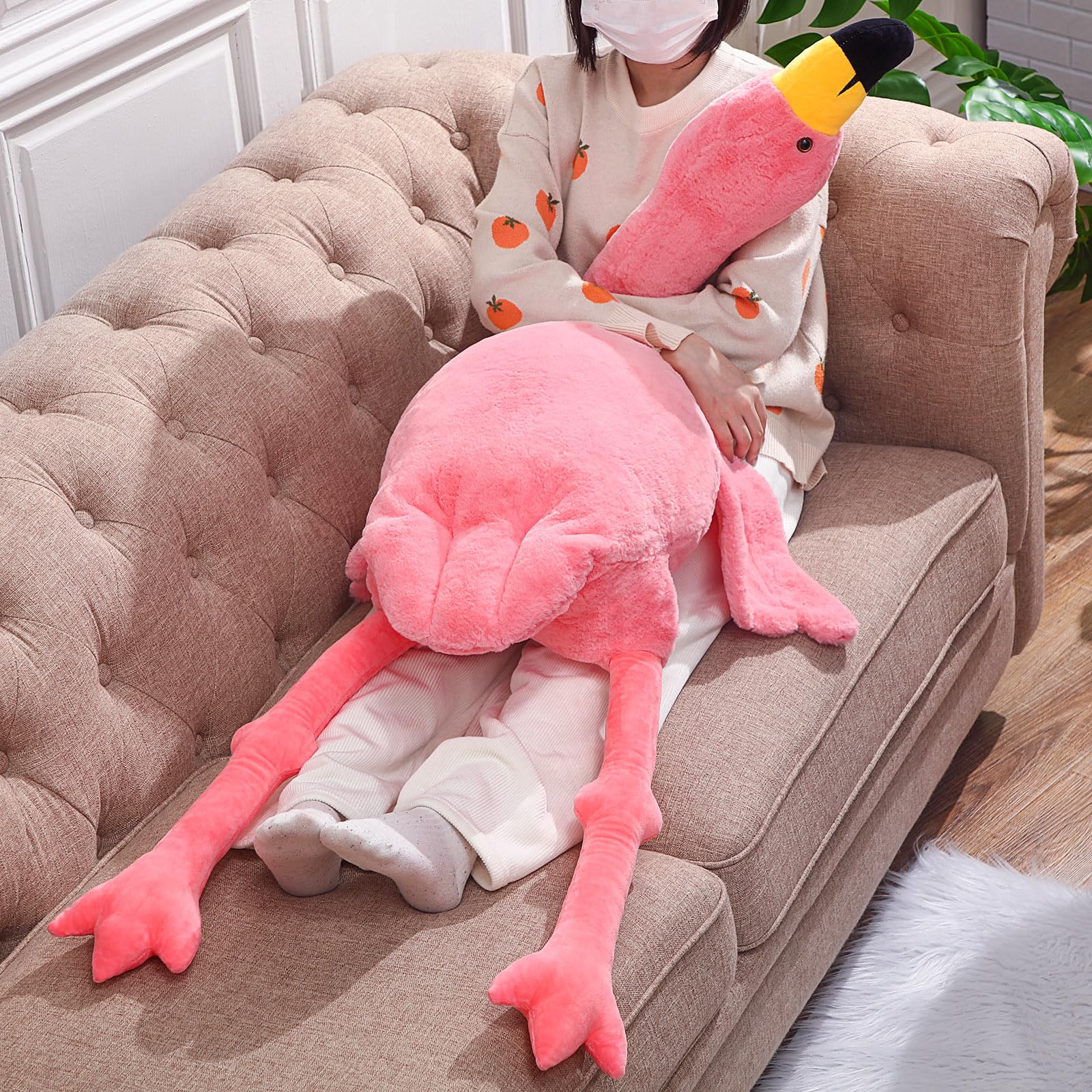 Hollowfly Large Flamingo Stuffed Animal, Giant Plush Flamingo Toy Flamingo Plush Pillow, Gift For Boys And Girls Birthday Christ
