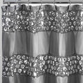 PBP Popular Bath Sinatra Silver 70 x 72 Bathroom Fabric Shower Curtain & Hook Set