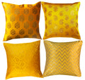 Pink Parrot Dupian Jacquard Throw Pillow Covers/Cushion Covers (16X16 Inches)  Set Of 4 Pcs(Yellow 2)