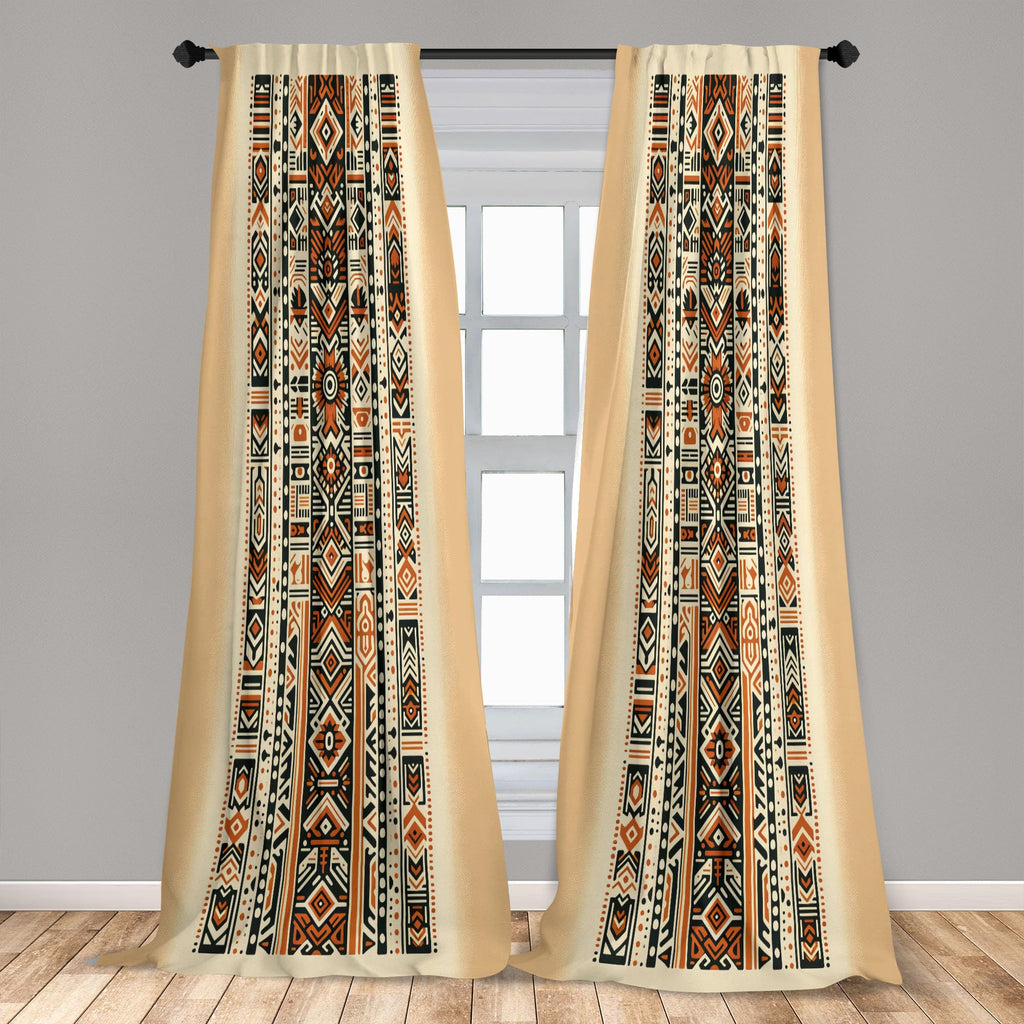 Ambesonne Southwestern Window Curtains Pack Of 2, Geometric Vertical Stripes With Ethnic And Tribal Inspirations, Lightweight Se