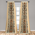 Ambesonne Southwestern Window Curtains Pack Of 2, Geometric Vertical Stripes With Ethnic And Tribal Inspirations, Lightweight Se
