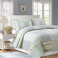 Cozy Line Home Fashions Green Yellow Blue Plaid Striped Real Patchwork 100% Cotton, Reversible Coverlet, Bedspread, Quilt Beddin
