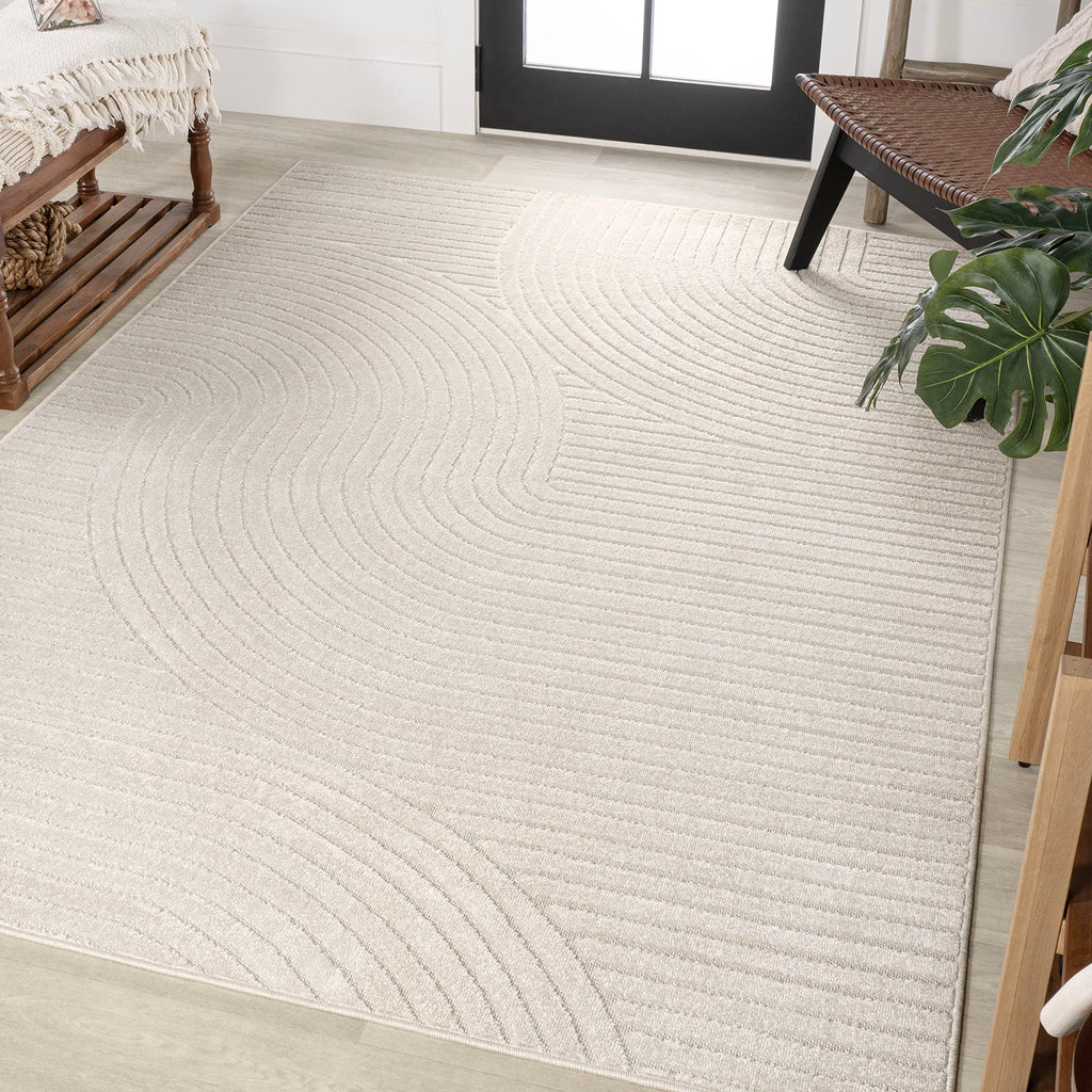 JONATHAN Y SCN100B-4 Skagen High-Low Minimalist Curve Geometric Indoor/Outdoor Area Rug, Modern, Contemporary, Geometric, Bohemi