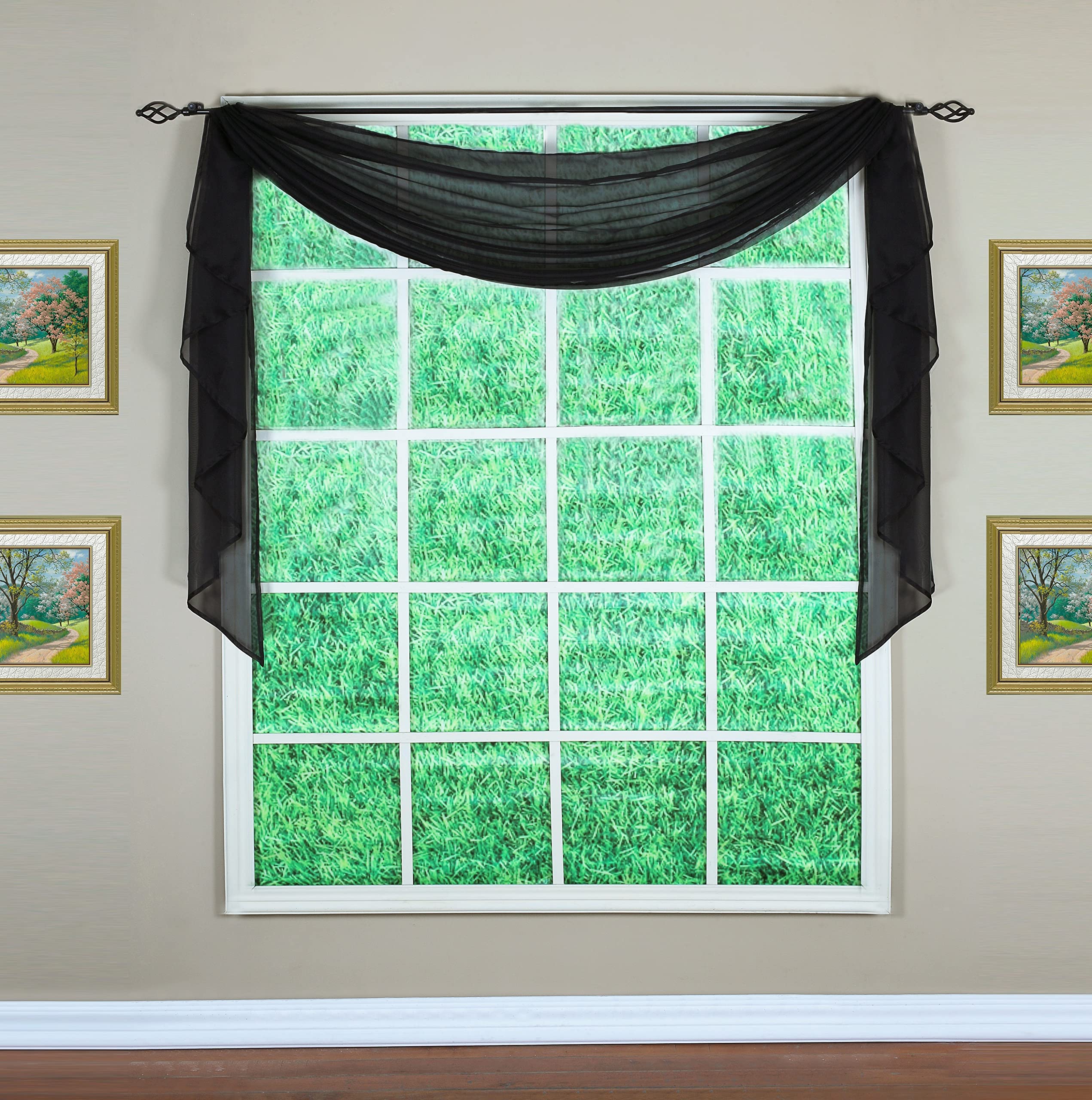 Today'S Curtain Emelia Original Voile Scarf 144', Black, 45' W X 144' L