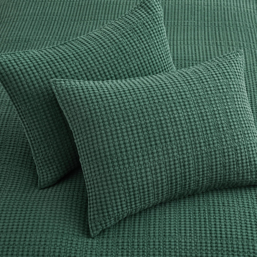 Levtex Home - Mills Waffle - King/Cal King Quilt Set - Forest Green Cotton Waffle - Quilt Size (106 X 92In.), Sham Size (36 X 20
