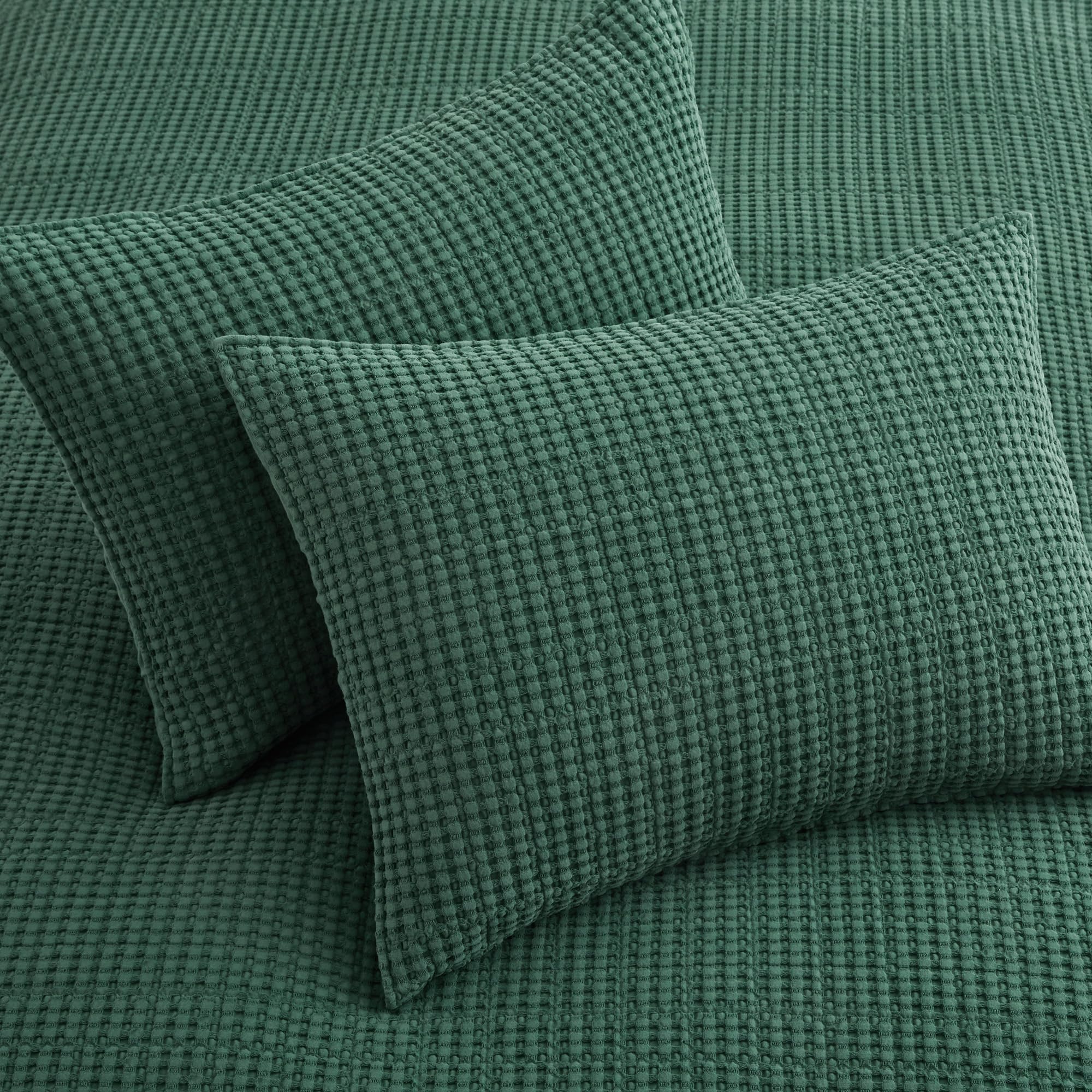 Levtex Home - Mills Waffle - Twin/Twin Xl Quilt Set - Forest Green Cotton Waffle - Quilt Size (68 X 86In.), Sham Size (26 X 20In