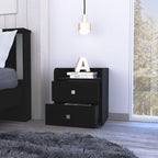 Marsella Nightstand, 2 Drawers, Superior Top, Metal Handle, Black Wengue for Bedroom