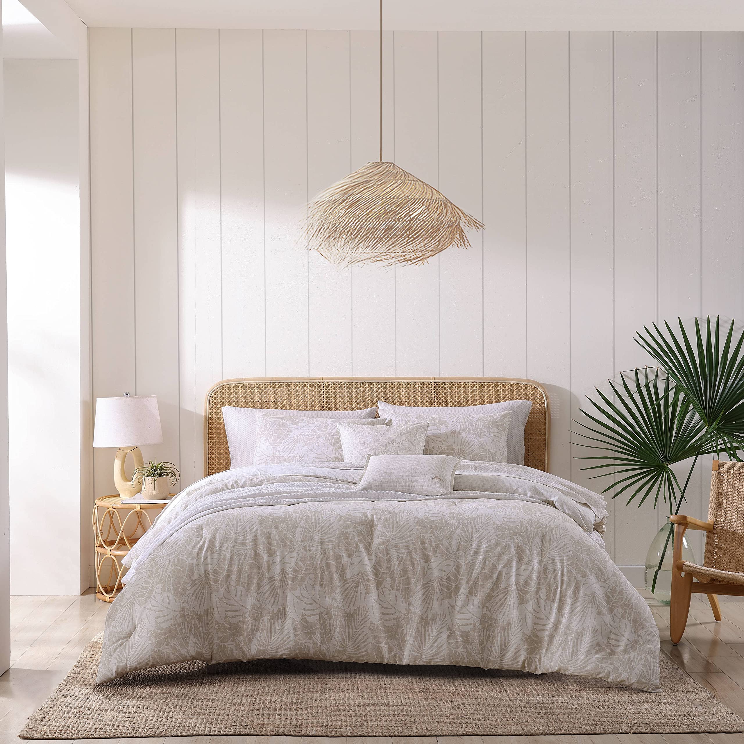 Tommy Bahama- King Comforter Set, Cotton Reversible Bedding Set, Includes Matching Shams With Throw Pillows (Costa Blanca Beige,