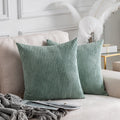 Home Brilliant Summer Pillow Covers 20X20 Inch Solid Supersoft Corduroy Stripes Square Throw Pillows For Couch Decorative, 50X50