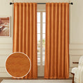 Timeper Pimpkin Orange Room Darkening Wheat Ear Pattern Extra Long Luxury Home Decor Energy Saving Window Treatment Holiday Back