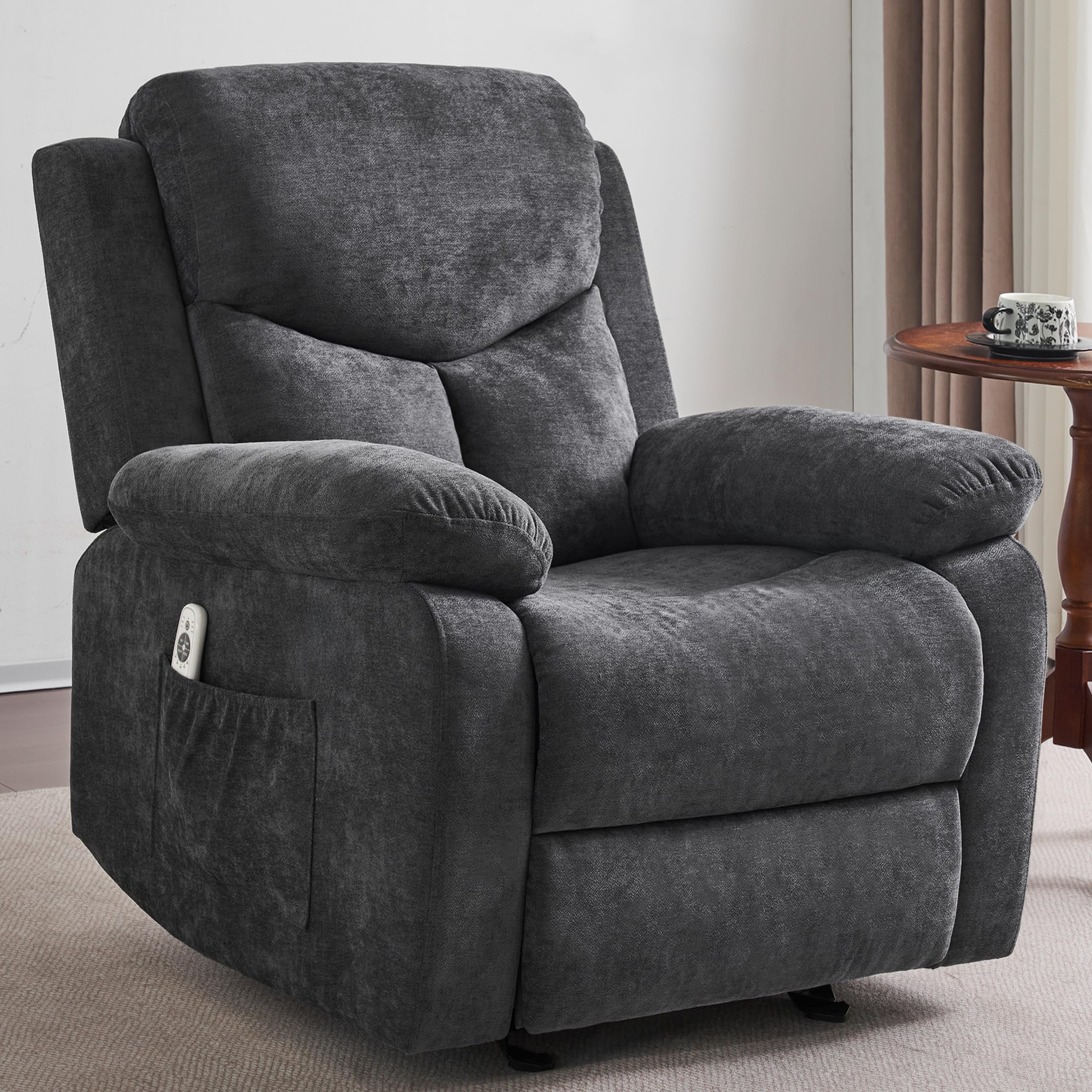 Sftaiyou Manual Rocker Recliner Massage Chair For Adults,Overstuffed Glider Rocking Recliner Fabric Chair For Living Room,Uphols