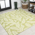 Jonathan Y Smb119D-5Sq Nevis Palm Frond Indoor Outdoor Area-Rug, Coastal Casual Country Easy-Cleaning,Bedroom,Kitchen,Backyard,Patio,Non Shedding 5' Square, Green/Cream