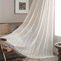 Sutuo Home Boho Curtain Crochet Lace Semi-Sheer Florals Hollow Knitted Handmade Tassels, Rod Pocket Window Treatment Vintage Rus