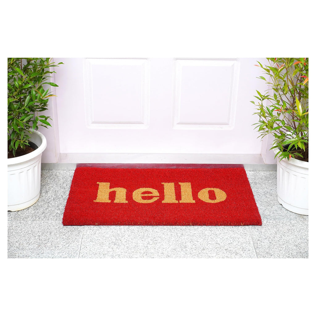Calloway Mills 100281729Rnb Block Hello Doormat, 17' X 29', Red/Natural
