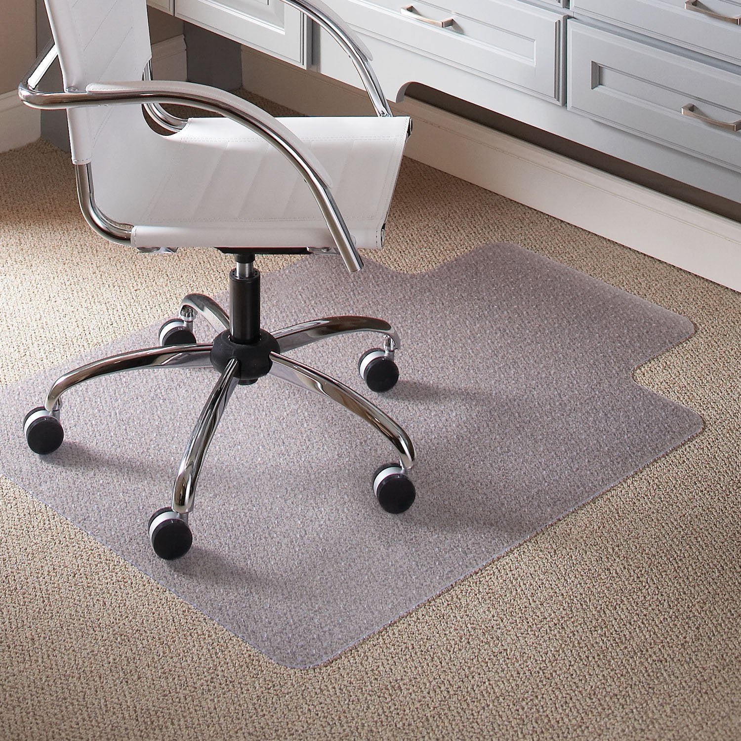ES Robbins EverLife Anchor Bar Lipped Vinyl Chair Mat for High Pile Carpet, 45 by 53-Inch, Clear