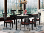 East West Furniture DUAV7-BLK-LC 7 Piece Dining Room Furniture Set Consist of a Rectangle Kitchen Table and 6 Faux Leather Upholstered Dining Chairs, 36x60 Inch, Black