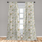 Ambesonne Floral Curtains, Vintage Garden Plants Herbs Flowers Botanical Classic Design Art, Window Treatments 2 Panel Set For L