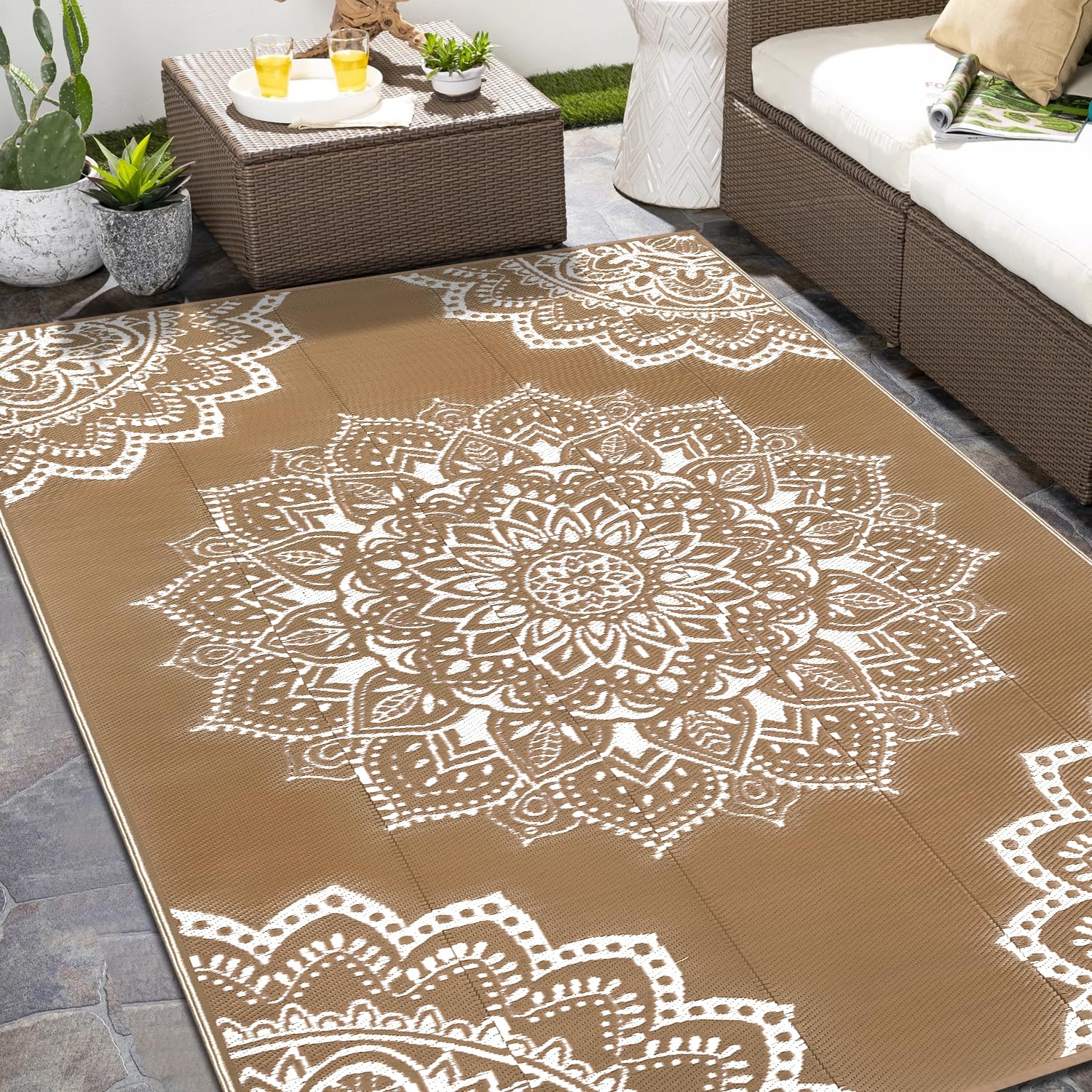 Yamaziot Waterproof Outdoor Rug 6X9 Ft, Reversible Plastic Straw Rug For Patio Clearance, Camping, Rv Mat, Large Outside Rug Car
