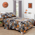 Chezmoi Collection 4-Piece Kids/Teens Basketball Sheet Set - Soft Microfiber Gray Orange Black Printed Sports Basketball Slam Du