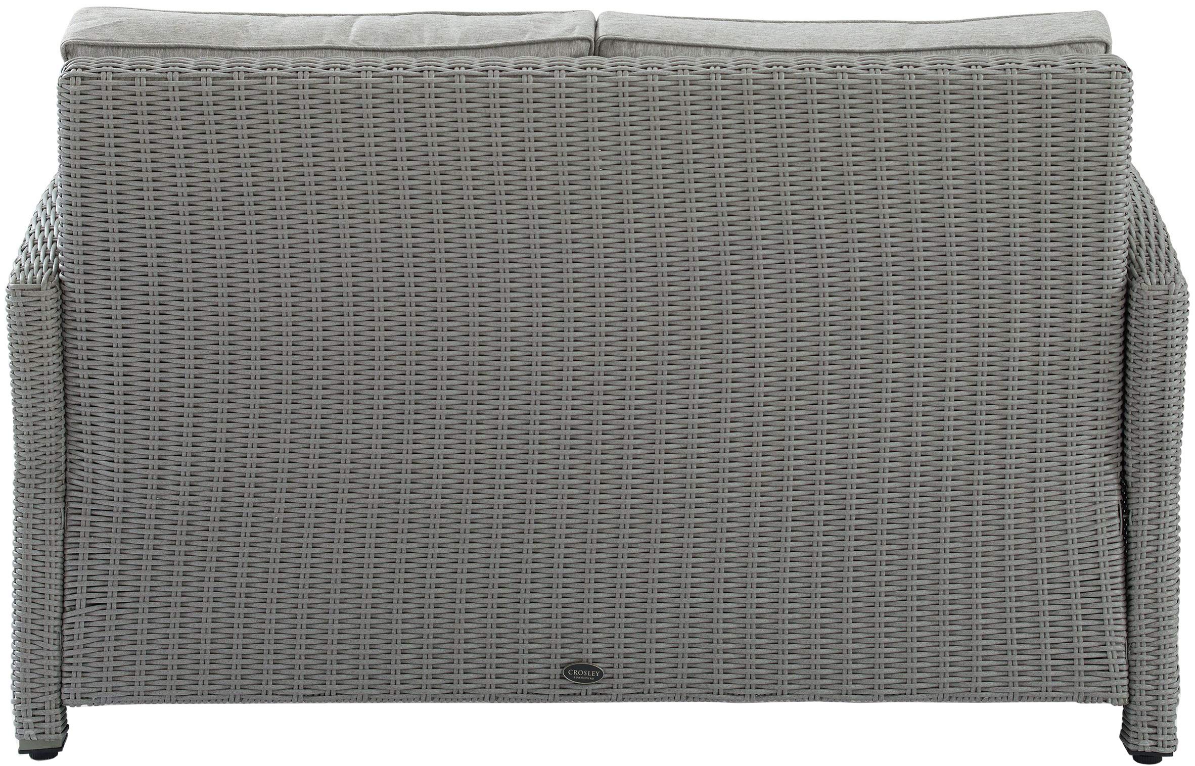 Crosley Furniture Bradenton Wicker Outdoor Loveseat, 2-Person Patio Couch for Porch, Deck, Backyard, Gray with Gray Cushions