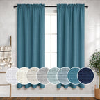 Mrs.Naturall Teal Linen Curtains For Boys Bedroom Teen Girls 63 Inche Length 2 Panel Rod Pocket Semi Sheer Sea Ocean Nautical Decor Peacock Blue Turquoise Curtain For Nursery Room Kitchen Dining 52X63