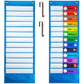 Youngever Classroom Pocket Chart,13+1 Pocket, Daily Schedule Pocket Chart, 26 Double-Sided Reusable Dry-Eraser Cards (13 Color+1