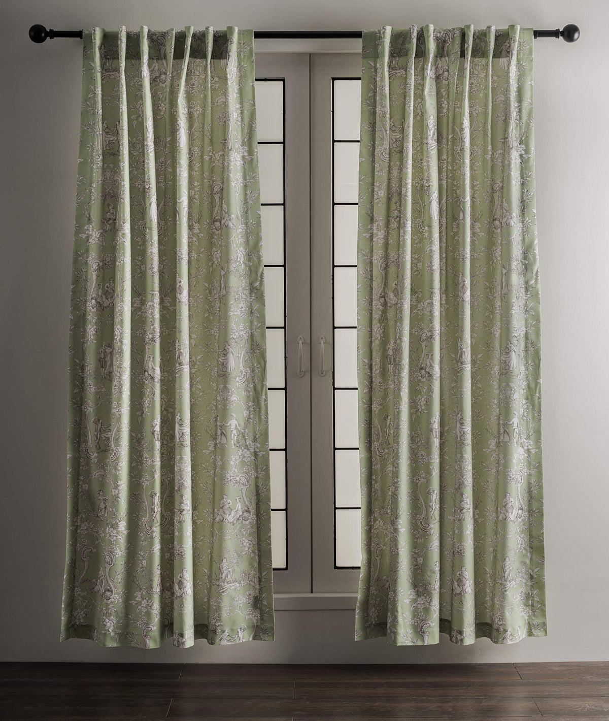 Maison D' Hermine 100% Cotton Curtain - 50'X108' Green Decorative Curtain - Aesthetic Curtains For Farmhouse, Kitchen & Bedroo
