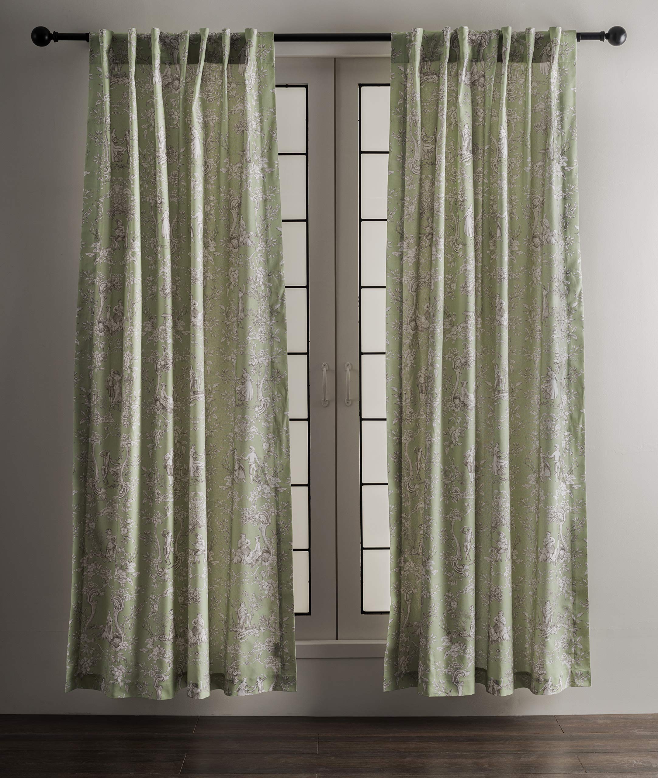 Maison D' Hermine 100% Cotton Curtain - 50'X108' Green Decorative Curtain - Aesthetic Curtains For Farmhouse, Kitchen & Bedroo
