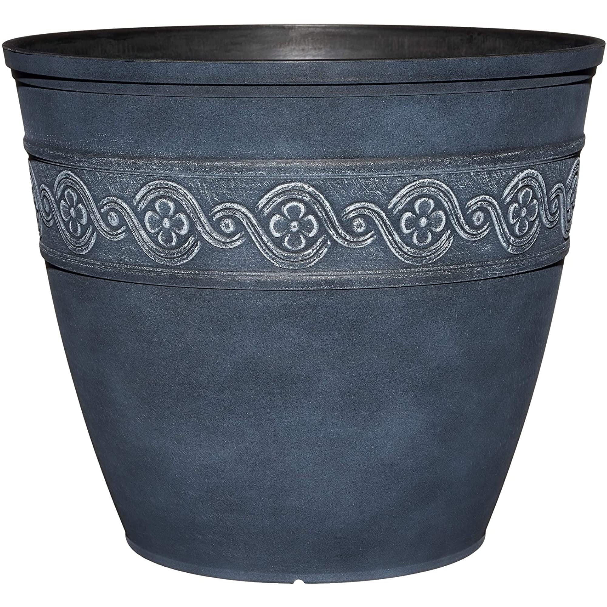Classic Home And Garden Corinthian Resin Flower Pot Planter, Storm Blue, 10'