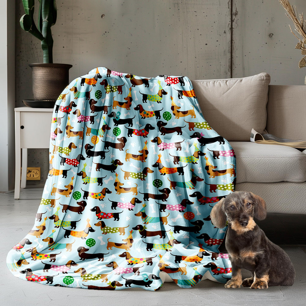 Dachshund Blanket, Dachshund Gifts For Women, Cute Wiener Dog Throw Blanket For Girls Boys, Dachshund Fleece Flannel Lightweight