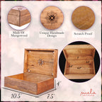 Mela Artisans Decorative Storage Box With Hinged Lid - Light Burnt, Xl | 10.5    X 7.5    X 4    | Rustic Serena Style | Crafted