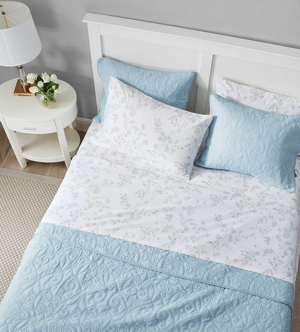 Laura Ashley Home - Twin Sheets, Cotton Flannel Bedding Set, Brushed For Extra Softness & Comfort (Fawna, Twin)
