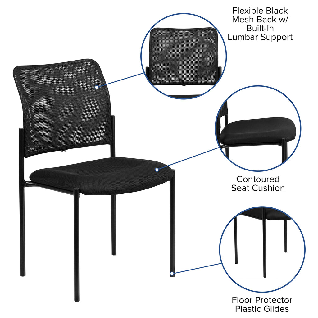Flash Furniture Jana Comfort Black Mesh Stackable Steel Side Chair