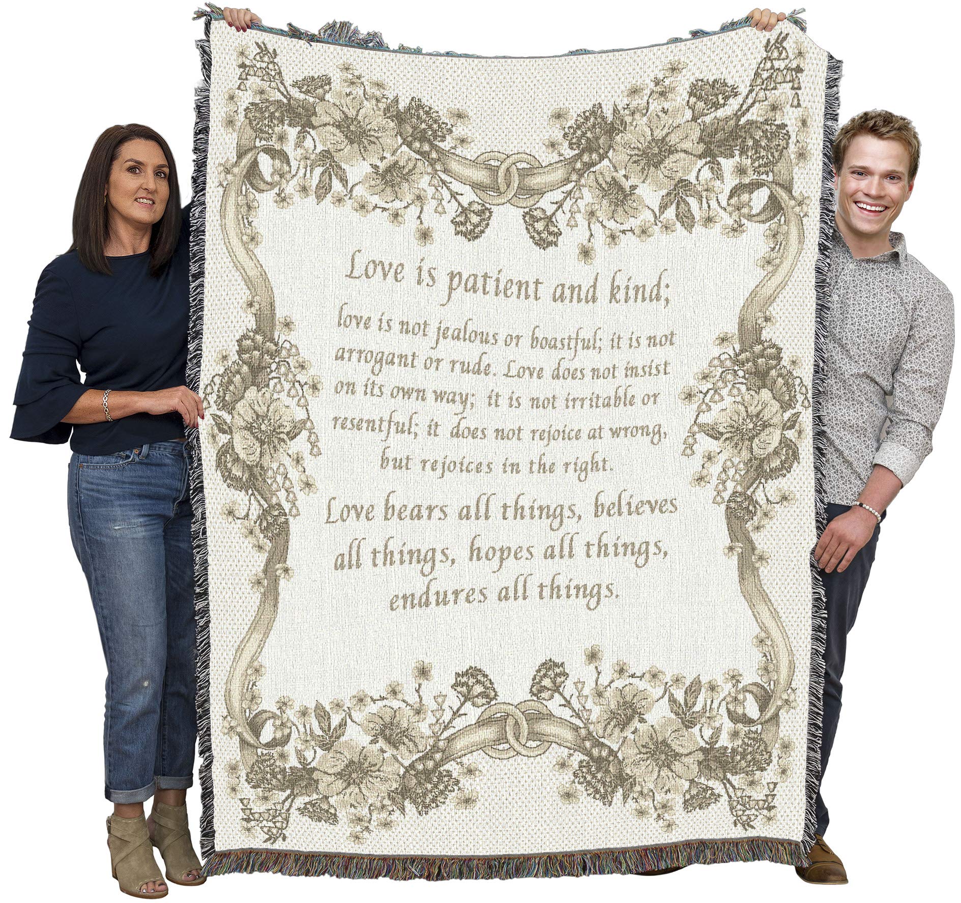 Pure Country Weavers Love Is Patient Love Is Kind Blanket 6 - Scriptures - 1 Corinthians 13 - Wedding Gift Tapestry Throw Woven
