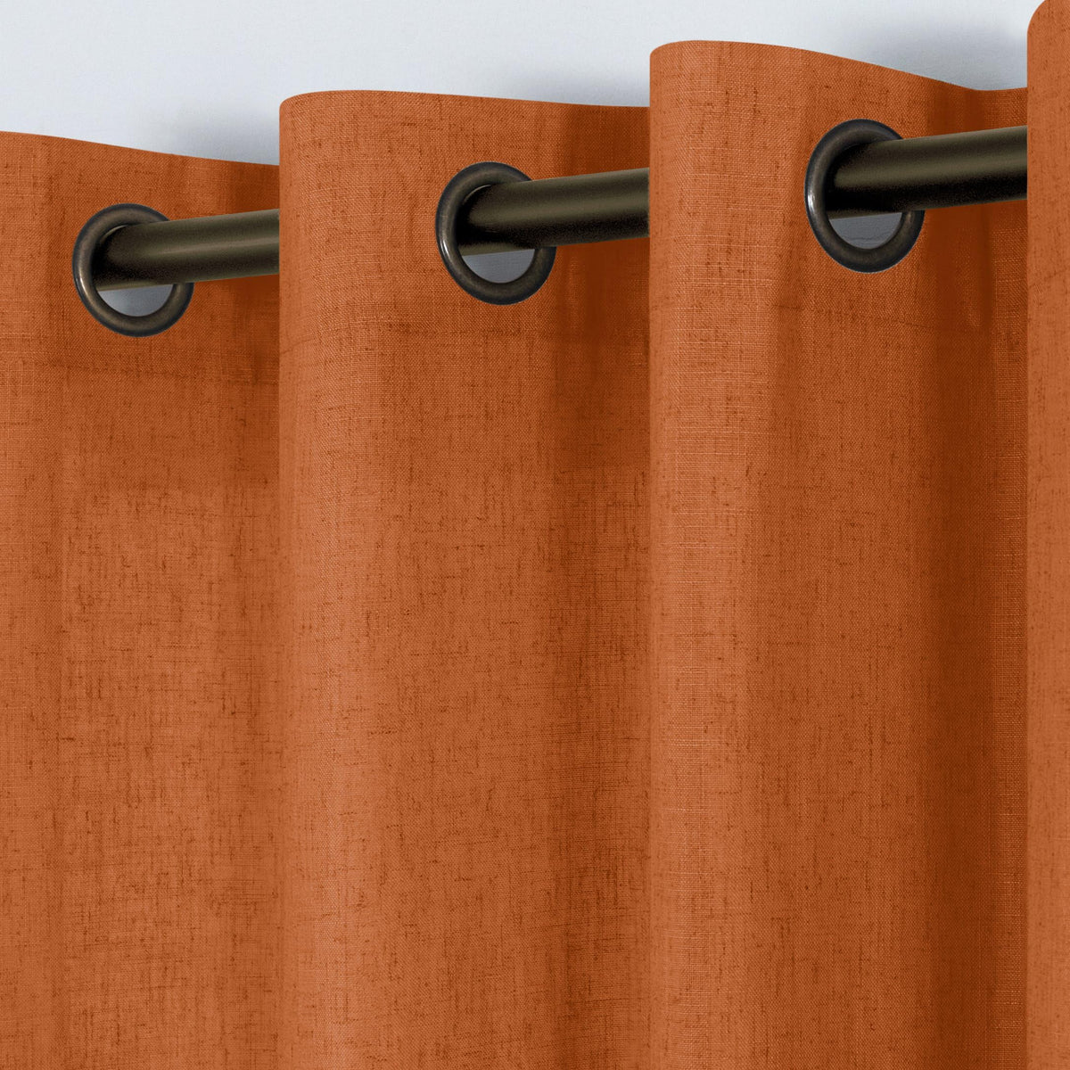 Koufall Burnt Orange Curtains 2 Panels,Sheer Linen Grommet Bohemian Curtains For Living Room Bedroom,84 Inches Long,Dark Dusty O