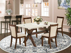 East West Furniture X726Mzn32-5 5 Piece Kitchen Table Set For 4 Includes A Rectangle Dining Room Table With X-Legs And 4 Light Beige Linen Fabric Upholstered Chairs, 36X60 Inch, Multi-Color