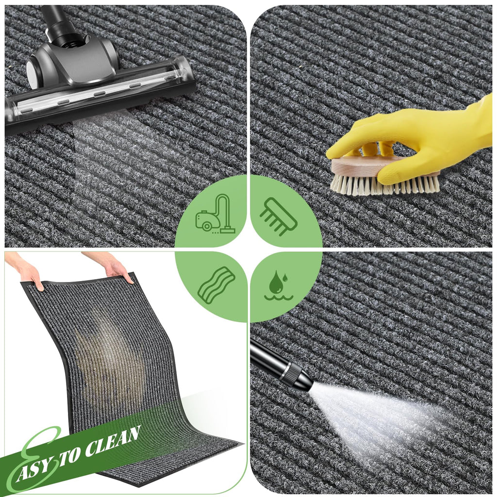 Door Mat Heavy Duty Outdoor Indoor Doormat Low Profile Front Door Mat Large 35X60 Inch Light Gray Entrance Welcome Mats Easy Cle