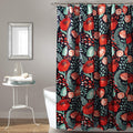 Lush Decor, Navy Poppy Garden Shower Curtain, 72' X 72', 72' X 72