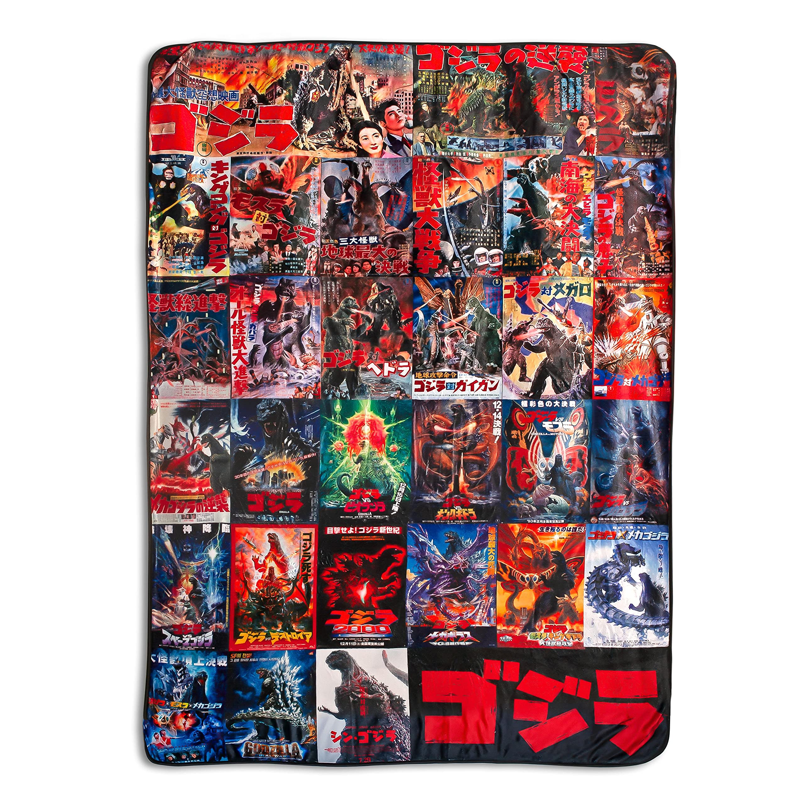 Surreal Entertainment Godzilla Movie Poster Oversized Plush Throw Blanket | Cozy Sherpa Cover For Sofa, Bed Super Soft Fleece Of