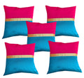 Pink Parrot Polyester Blend Durable Dopian Silk Decorative Jacquard Square Throw Pillow Cushion Cover For Sofa  Set Of 5 (Multi