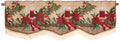 Violet Linen Holiday Seasonal Tapestry Decorative Christmas Poinsettias And Candles Design - 60' X 15' Window Valance