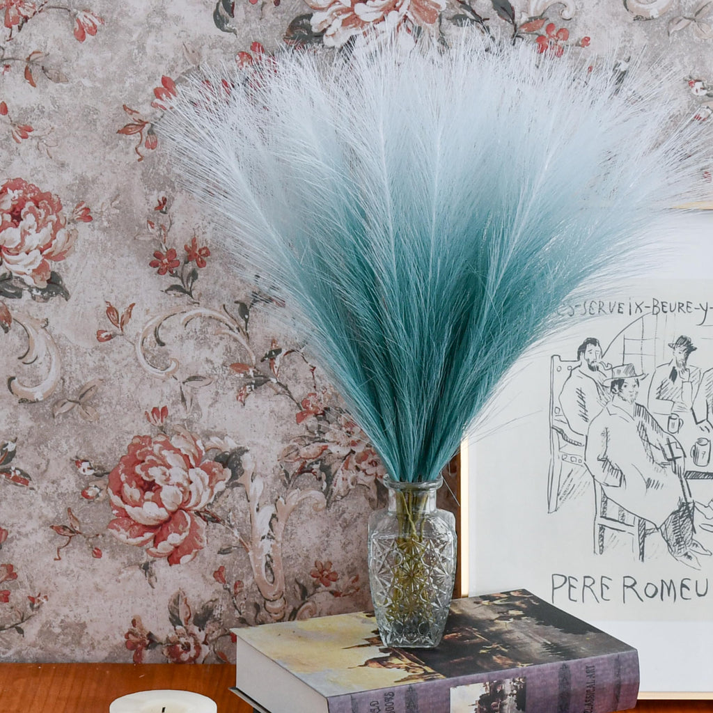 Mandy'S 20Pcs Teal Silk Pampas Grass Artificial Fake Flowers 18'' For Mother'S Day Easter Home Kitchen Wedding Decorations Weddi