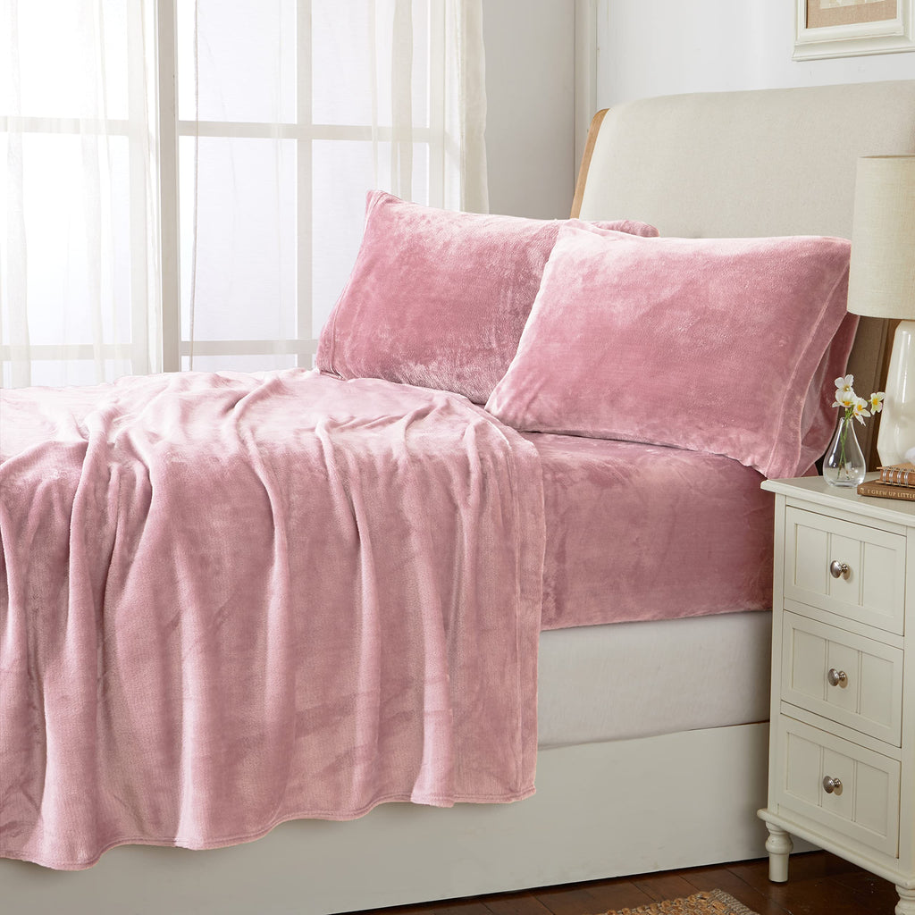Ultra Soft Micro Fleece Sheets Set With Extra Deep Pockets | Extra Soft Velvet Fleece Sheet Set | Super Plush Polar Fleece | Vel